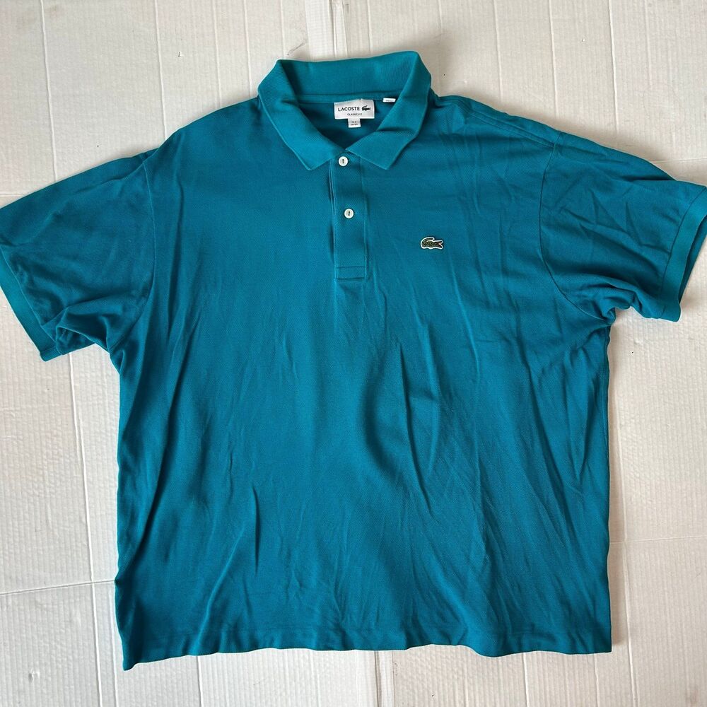 Lacoste Classic Pique Polo Shirt Aqua Blue Classic Fit Crocodile Logo Men’s 3XL